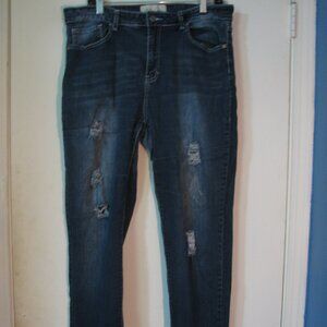 L & B Jeans Size 18 Pluis Distressed Ripped Skinny Thick Overstitching Exc